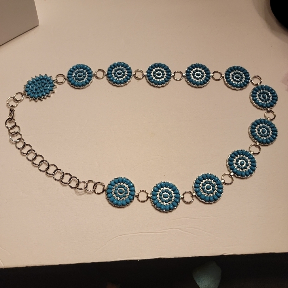 Faux Turquoise Zuni Disk Belt